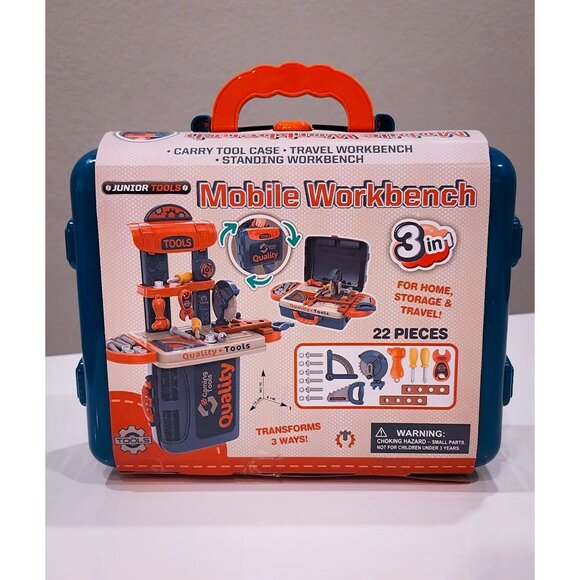 Junior Tools 3-In-1 Mobile Workbench & Gaming Tools Set - 22 Pieces For Ages 3+ - Picture 3 of 3